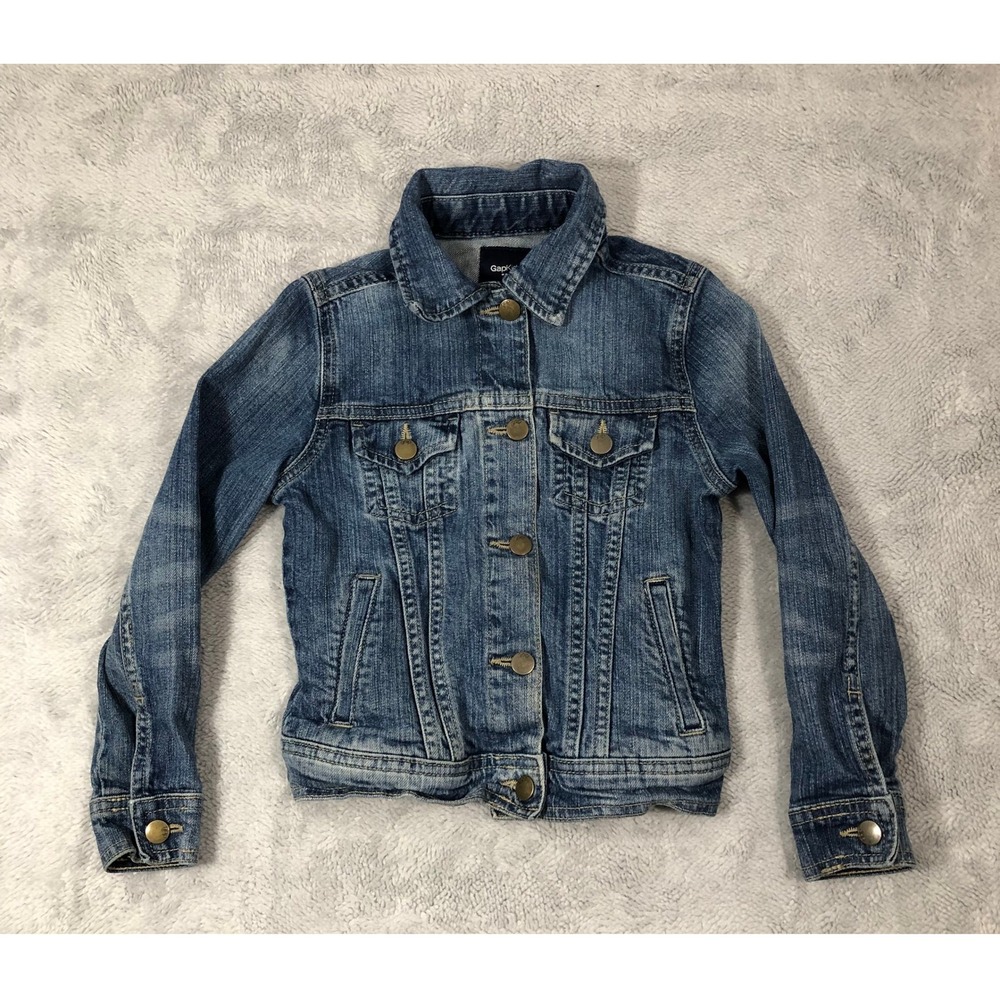 GapKids Jean Jacket Girls Small UK 6-7 Denim Blue Classic Trucker Snap 613455-00